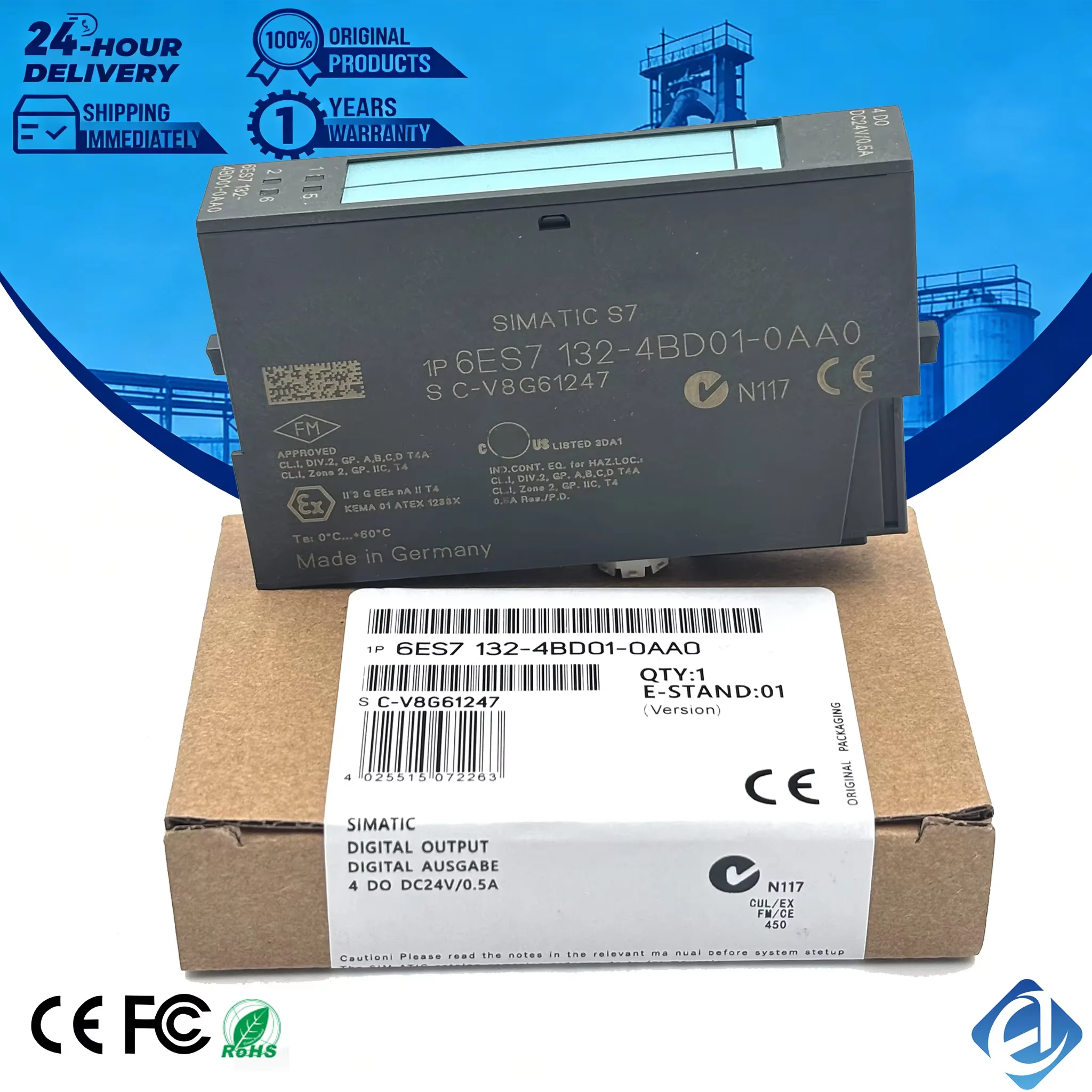 New Original 6ES7132-4BD01-0AA0 6ES7 132-4BD01-0AA0 CE Certified SIMATIC ET200S PLC Industrial Electronic Module Memory