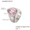 Bague goutte d'eau zircon rose blanc