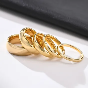 Summer Beach Hoop Finger Rings Stainless Steel 2 4 6 mm 18K Gold Plated Couple Mens Women Waterdrop Jewelry Wedding Chunky Rings