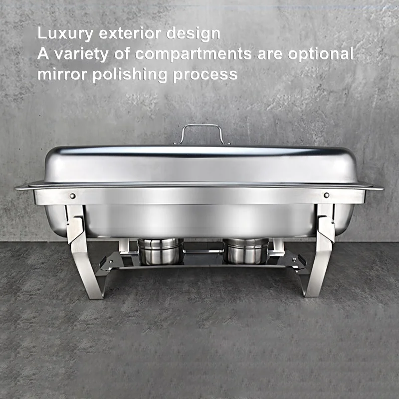 High Grade Fast Food Foldable Frame Stainless Steel Food Warmer Chafing Dish Buffet Set With  Stainless Steel Lid