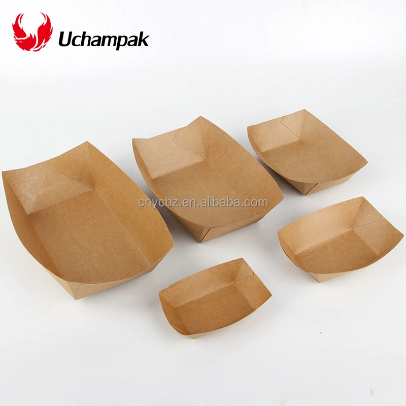 Paper Food Tray Disposable Kraft Paper Food Serving Tray Bulk Brown For