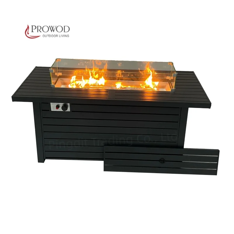 Rectangular Rattan Gas Stove, Steel, Fire Pit - detail 2