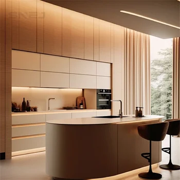 SNEJ Superior Quality Lacquer MDF Kitchen Cabinets Luxury Modern Style Kitchen Cupboard Simple Style Custom Kitchen Cabinet