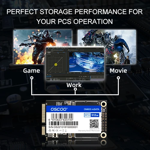 OSCOO MSATA SSD 128GB/256GB/512GB/1TB/2TB para Laptop, 3D TLC