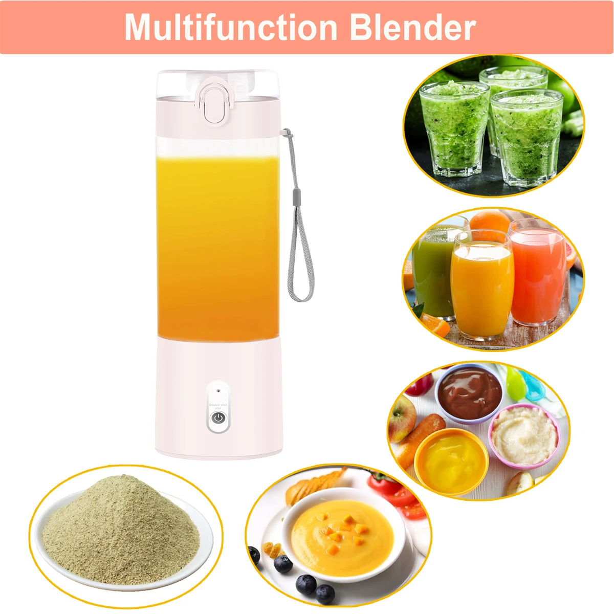 Vaeqozva Portable Blender USB Rechargeable Personal Mixer Fruit 12.8 Oz Mini Blender For Smoothie, Fruit Juice, Protein Shake, Milk Shakes Price In UAE | Amazon UAE