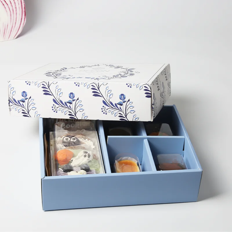 Foldable Lid and Base  Box Custom logo Printed for Food Elegant Partitioned Cookie Gift Box  Customizable Packaging for Desserts