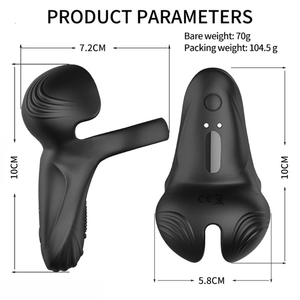 Remote control for Amoura cock ring vibrator showing 10 pattern selection buttons