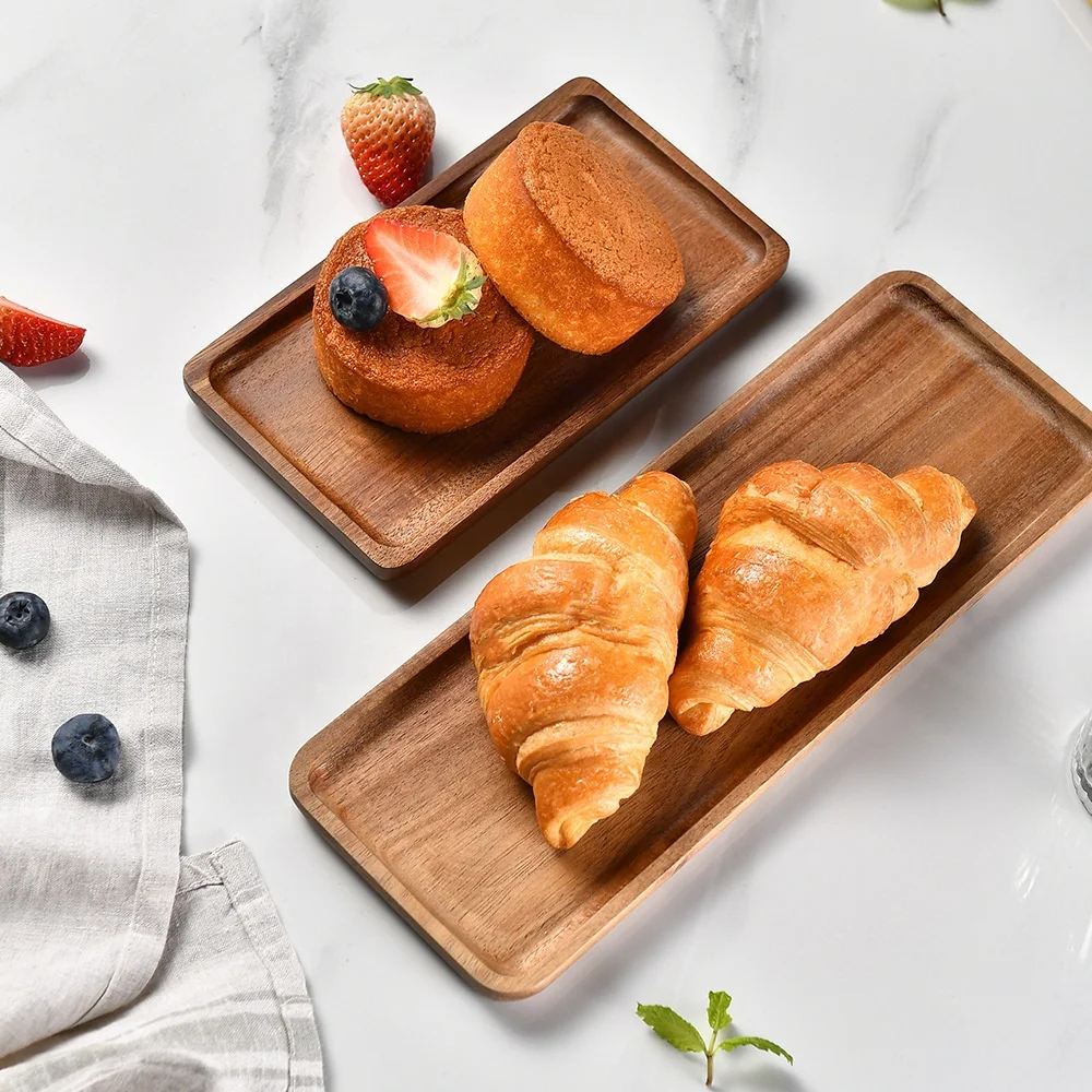 Modern Rectangular Wooden Serving Platters Long Sustainable Plate Dishes for Home or Wedding Solid Design for Restaurant Use