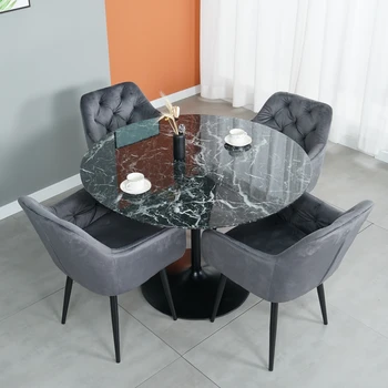 Custom Table Top Wooden Glass Marble Dinning Room Restaurant Round Dining Table Set Dining Table With Chairs