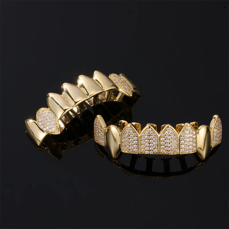 Hip Hop Grillz Teeth - Diamond Zircon Ice Out Tooth Sharp