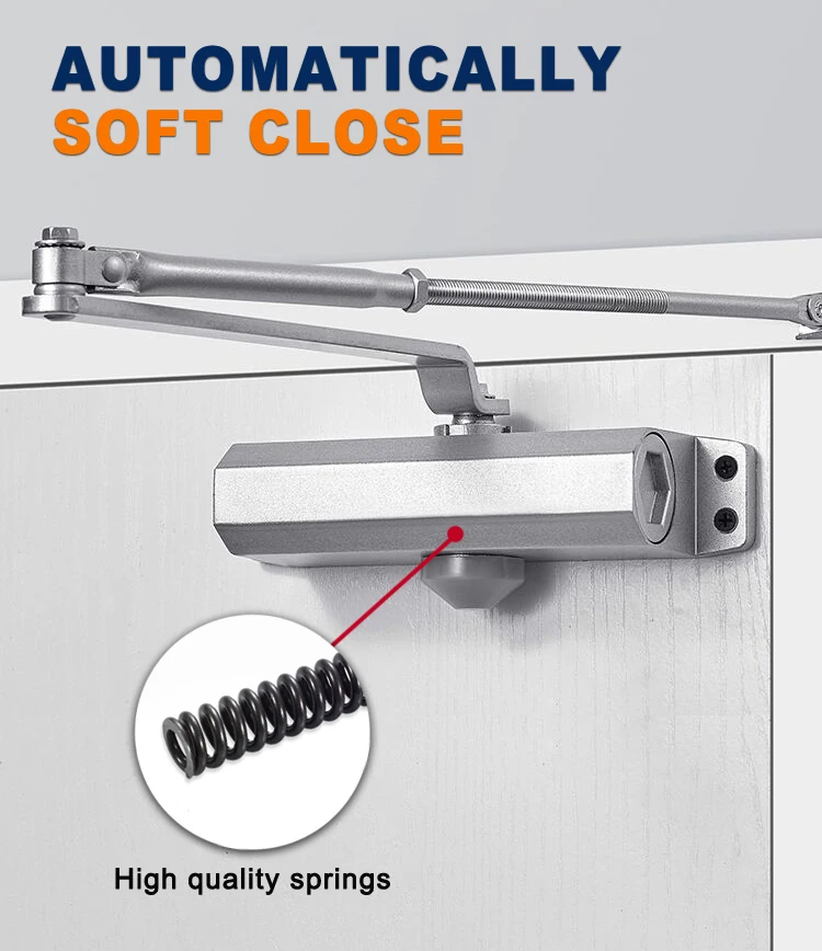 Heavy Duty Automatic Door Closer - Hydraulic, Adjustable Speed, For Doors Up To 143 Lbs