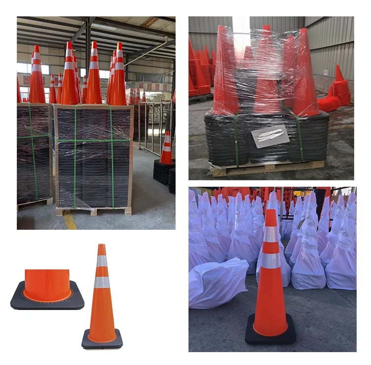 High Way Red Color Safety PVC Traffic Cone Flexible Road Cone Rubber Traffic Cones