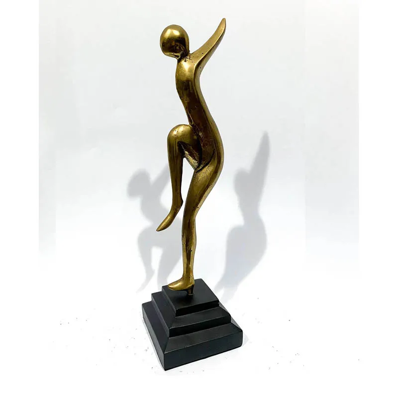 Polyresin Abstract Statue  Acrobatic Dancing Couple in Bronze Colors