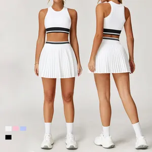 Women Golf Dress Pickleball Skirt Pantskirt Set Sportswear Pleated Skirt Sets Women's Tennis Dress Wear