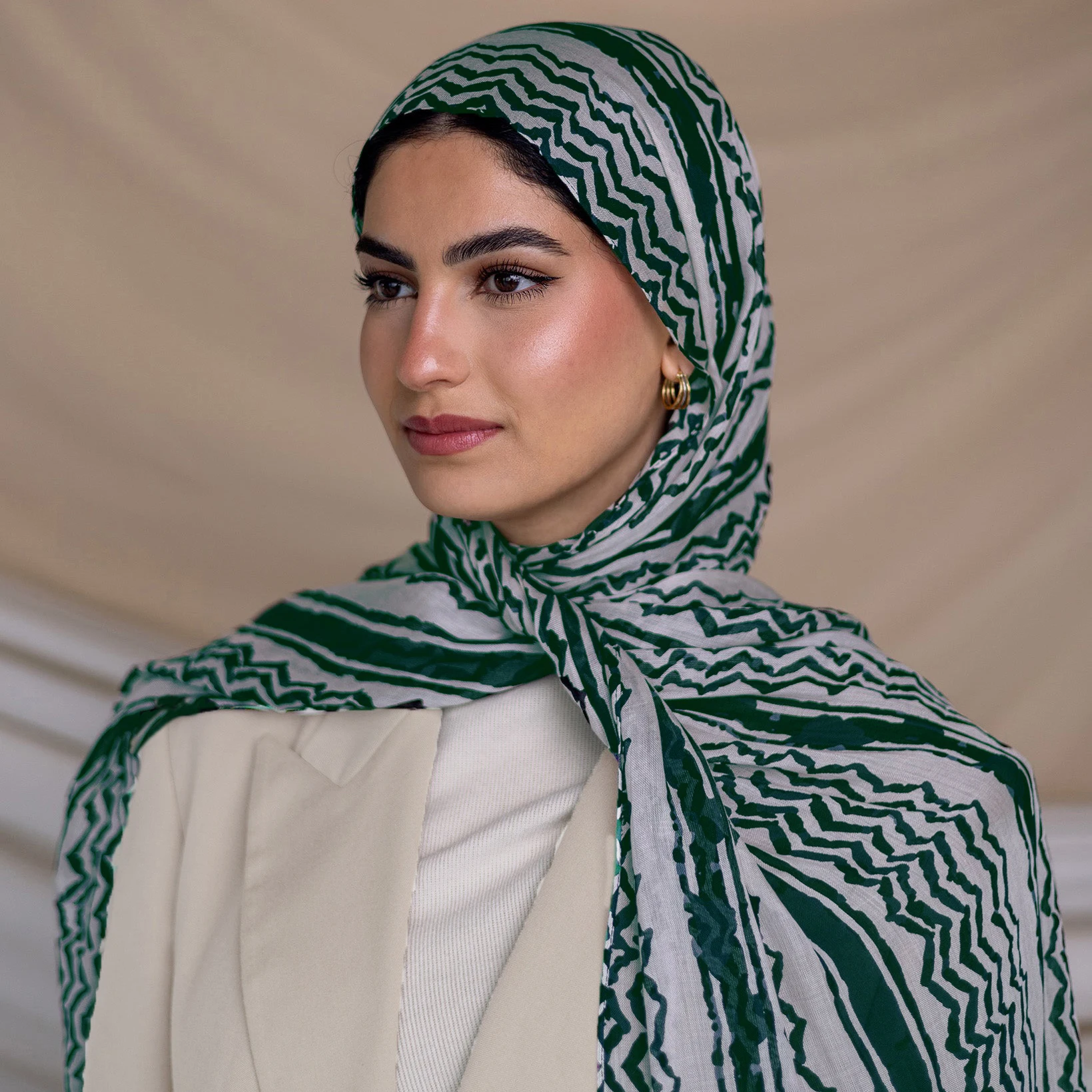 Écharpe Keffieh Arafat Unisexe Noir Et Vert, En Polyester, Fabriquée En Inde, Neuve