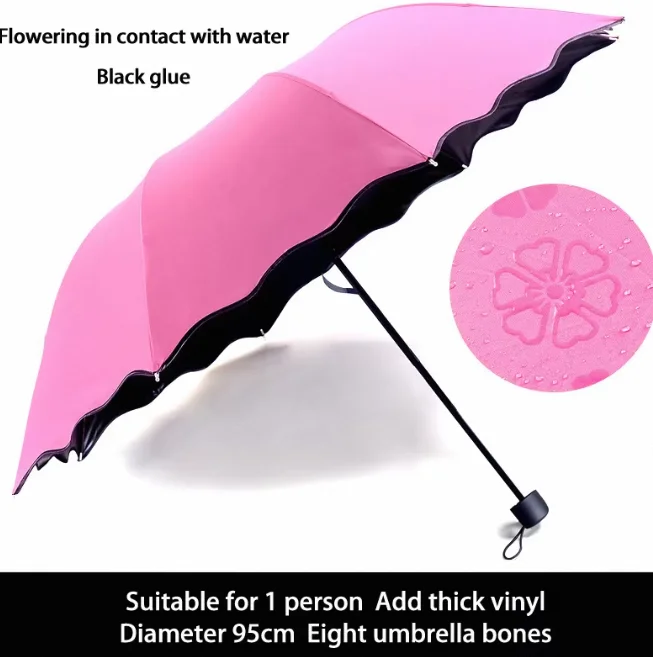 Meet Water Colour Changing Flowers Pattern Printing Magic Umbrellas Rain Uv 3 Folding Umbrella for Women Designer