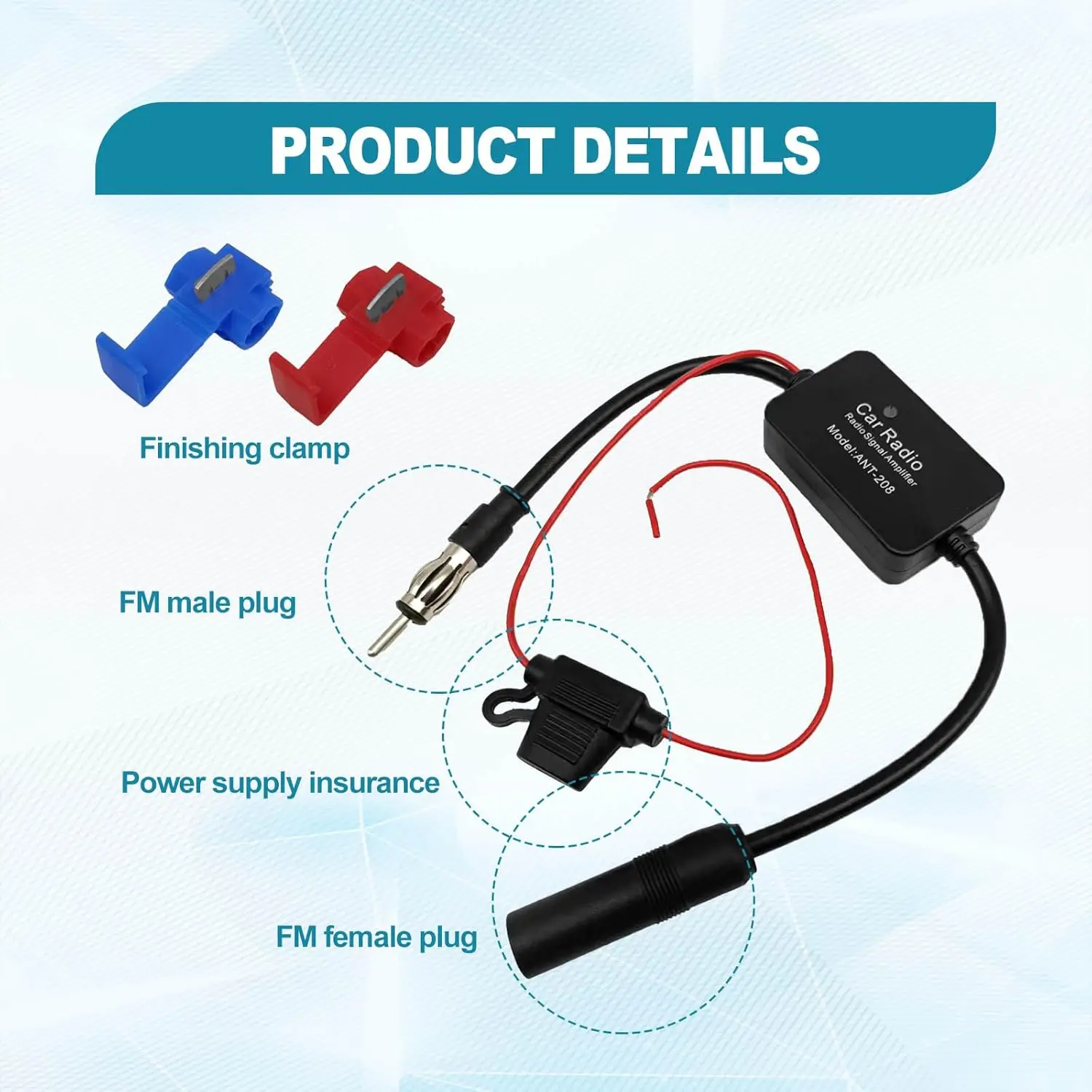 Kontec Car Radio FM DAB+ Digital Signal Amplifier with Antenna Bracket Installation