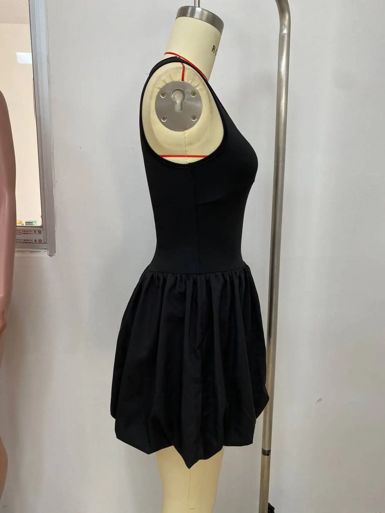 Sexy Solid Color Patchwork U Neck a Line Dresses