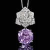 colgante morado con cadena de caja