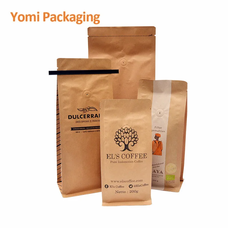 Digital Printing Free Sample Recyclable Flat BottomMatte Black Foil Coffee Bean Zipper Packaging Bags With Valve