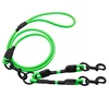 Green dog leads with 2 dogs coupler