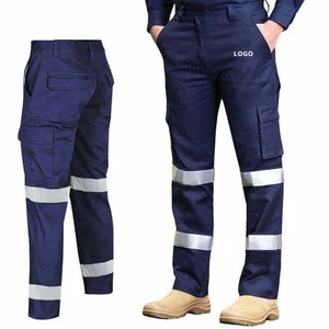 Wholesale High Quality 100% Cotton Reflective Safety Workwear Protective Cargo Work Pants for Construction Worker