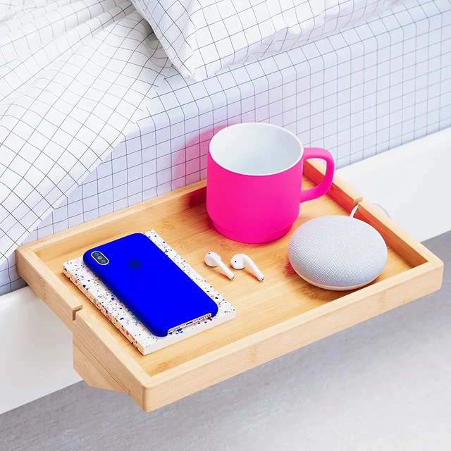 Simple Furniture Bamboo Clip on Bedside Shelf Tray Table