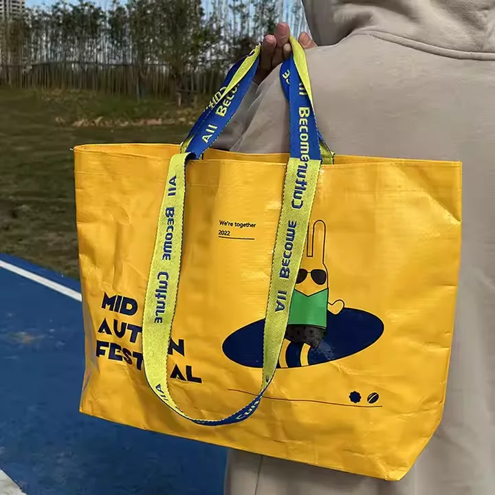 Eco Friendly Recyclable Custom Laminated pp Woven Bag with Long Handle