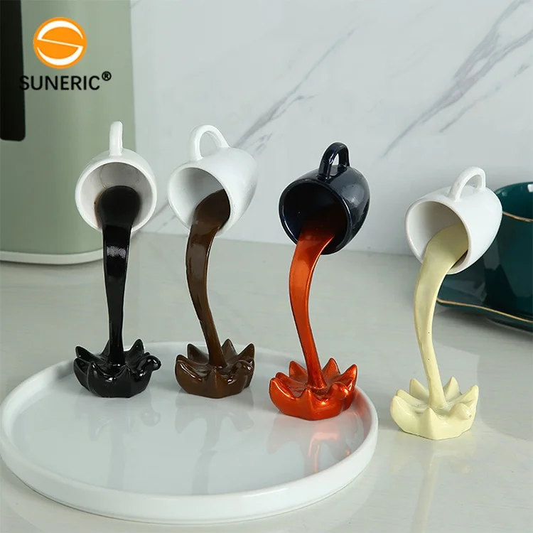 Spilling Coffee Floating Cup Resin Statue