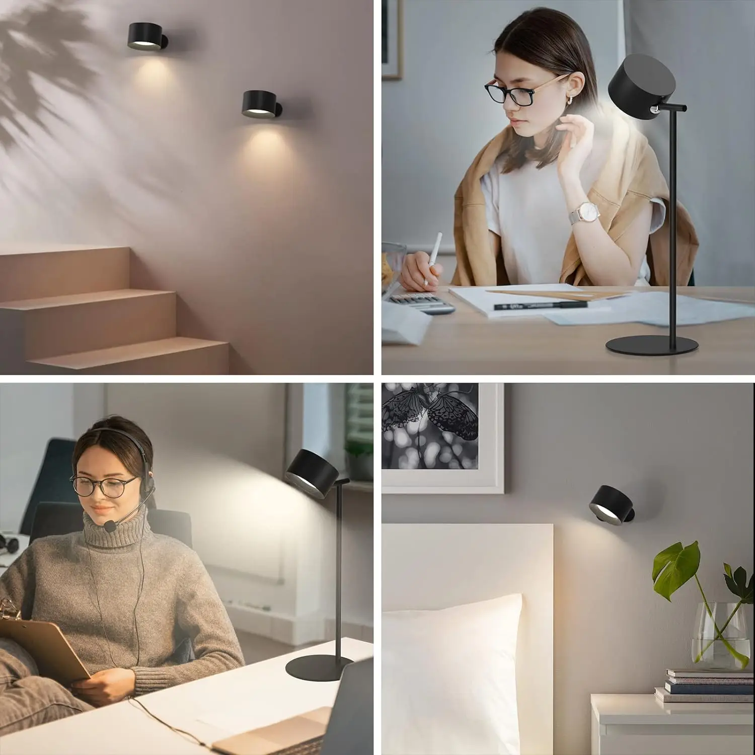 Usb Rechargeable Reading Wall Lights 360 Degree Rotate Magnetic Ball Dim Touch Control Led Cordless Wall Lamp Sconce for Bedroom