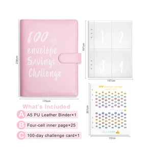 Hot Sale A5 100 Days Envelopes Money Saving Challenge Book with Stickers Budget Binder Saving Budget Planner Binder Notebook