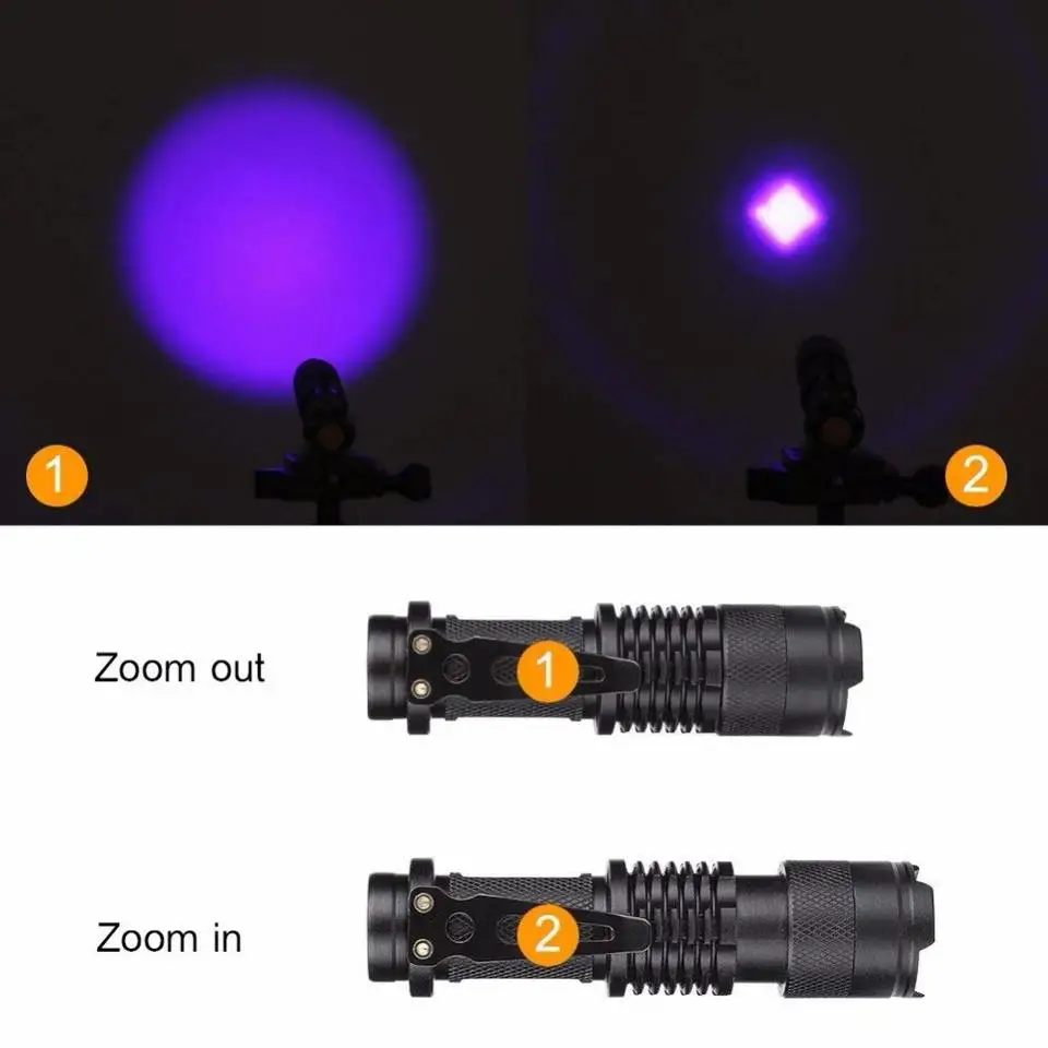 Aluminium mini pocket led semen detection scorpion uv ultraviolet torch flashlight 365 395nm taschenlampe blacklight fingerprint manufacture