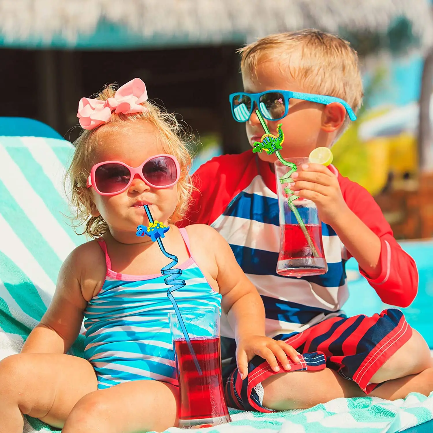 Принадлежности для вечеринки динозавр 24 шт. многоразовые соломы динозавров Детские сувениры на день рождения пластиковые сафари