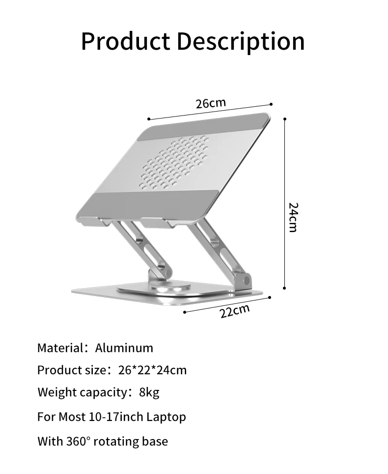 Multifunctional Desktop Folding Rotating Laptop Cooling Rack Aluminum Alloy Metal Tablet Laptop
