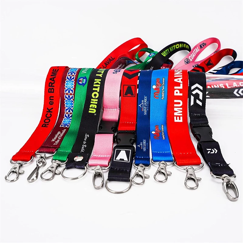 Webbing Factory Customizable Low Moq Polyester Sublimation Neck Lanyard with ID Badge Card Holder Custom Logo Printed Strap
