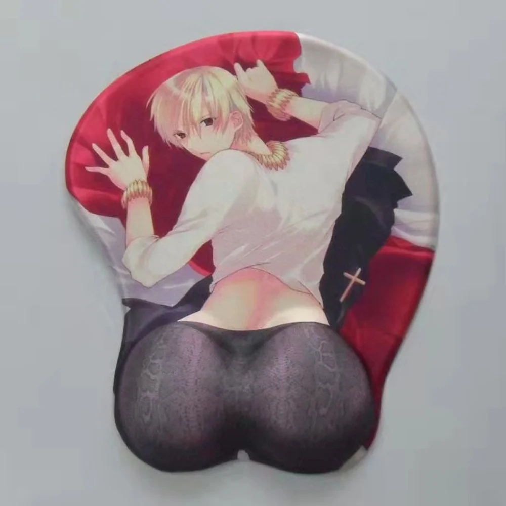 Promotional Gifts Computer Game Custom Logo Design Soft Oppai 3D Silicone Mouse Pad with Wrist Rest Giming Mousepad