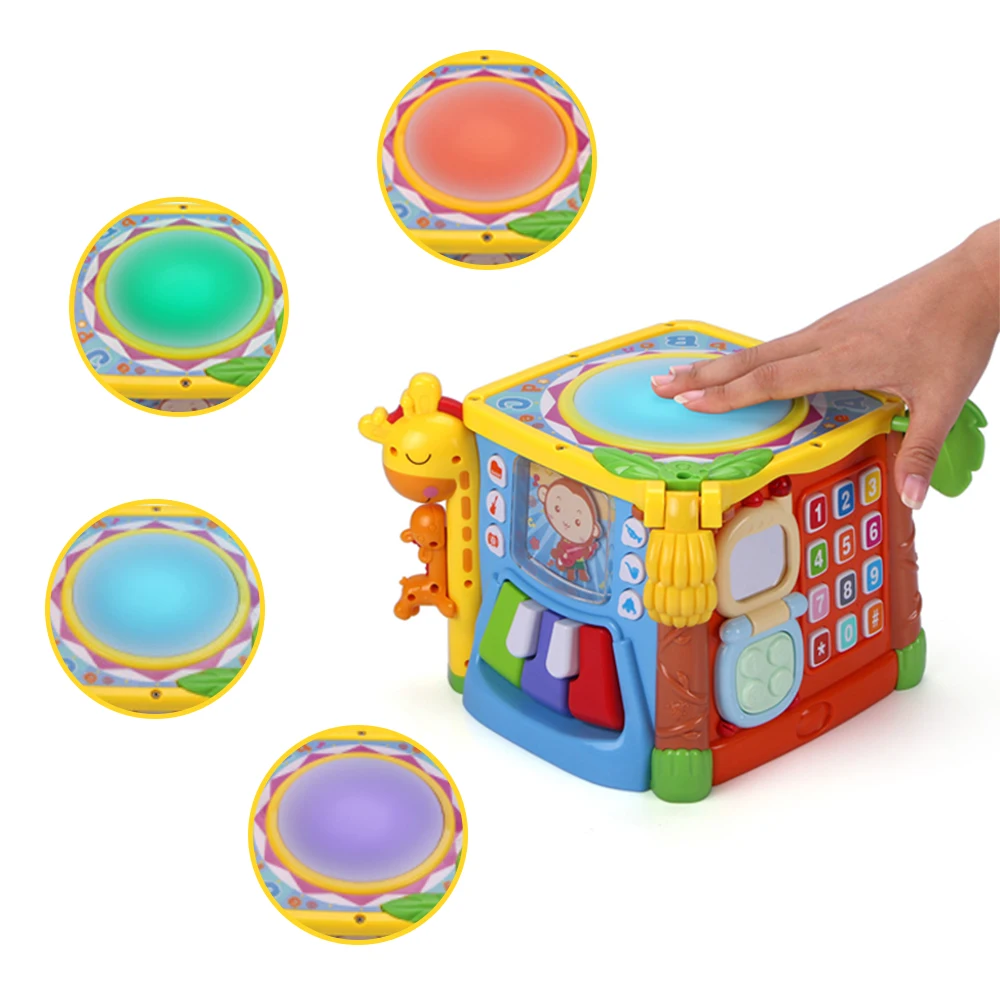 5 in 1 Colorful Musical Learning Cube Toys Baby Gift Drum Activity Educational for Kids