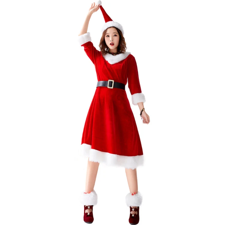 Женская рождественская Одежда большого размера, Рождественский костюм Санта Клауса для взрослых