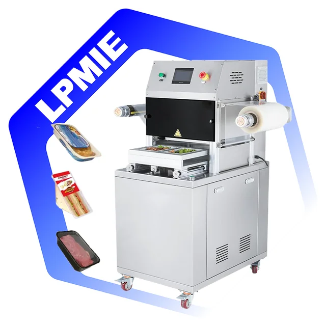 LPMIE Efficient MAP Atmosphere Steak Seafood Packing Machine Vacuum Sealer with Nitrogen Oxygen Carbon Dioxide for Food Factory