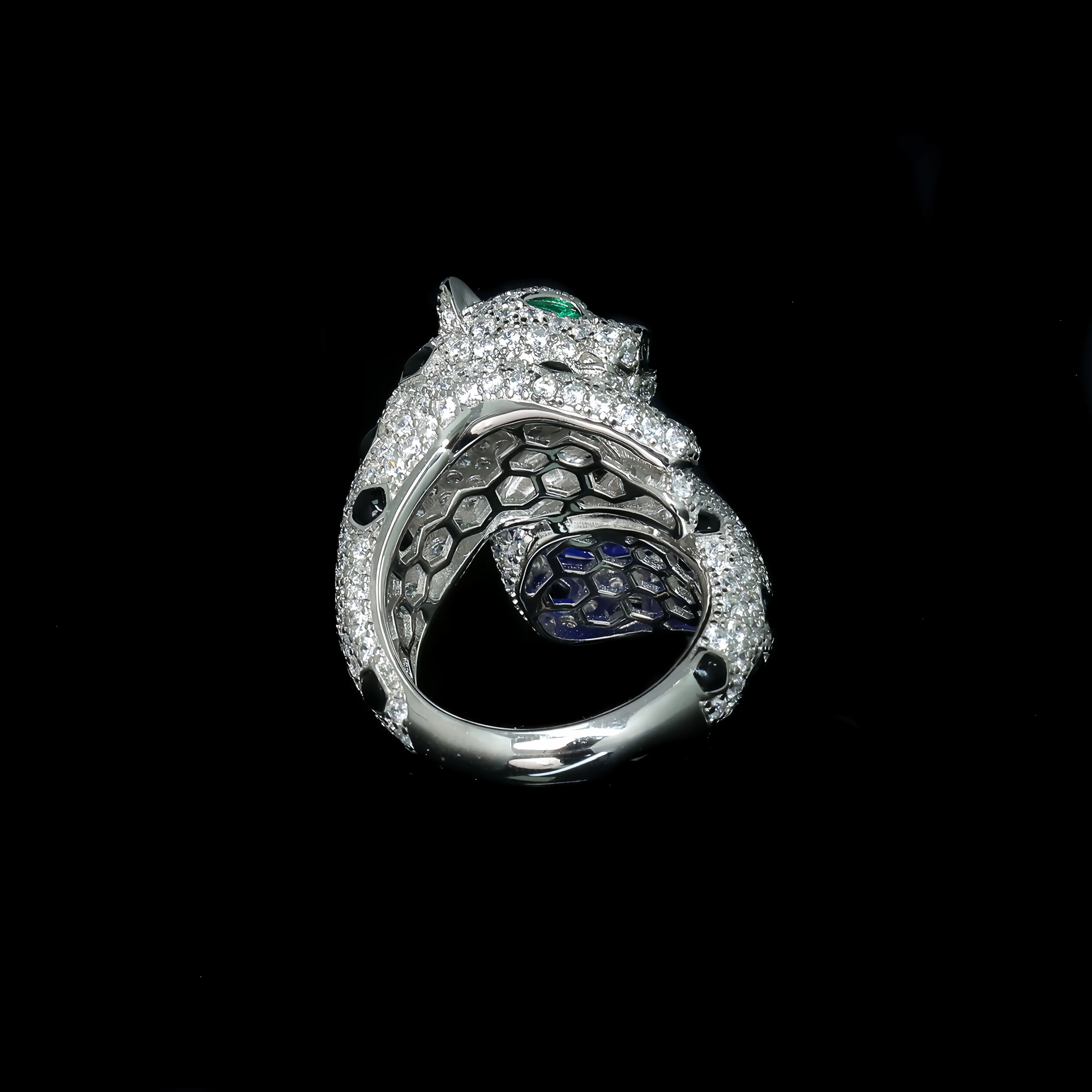 MUSHAN Jewelry Factory Women Luxury Designer Sapphire Leopard Ring 925 Sterling Silver Jewelry Blue High Carbon Diamond Rings
