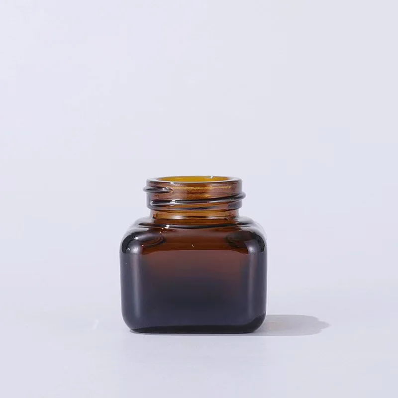 High-End 15g  Glass Square Jars Aluminum Lid  Cosmetic Amber Jar Packaging Container Body Face Eye Cream Paint