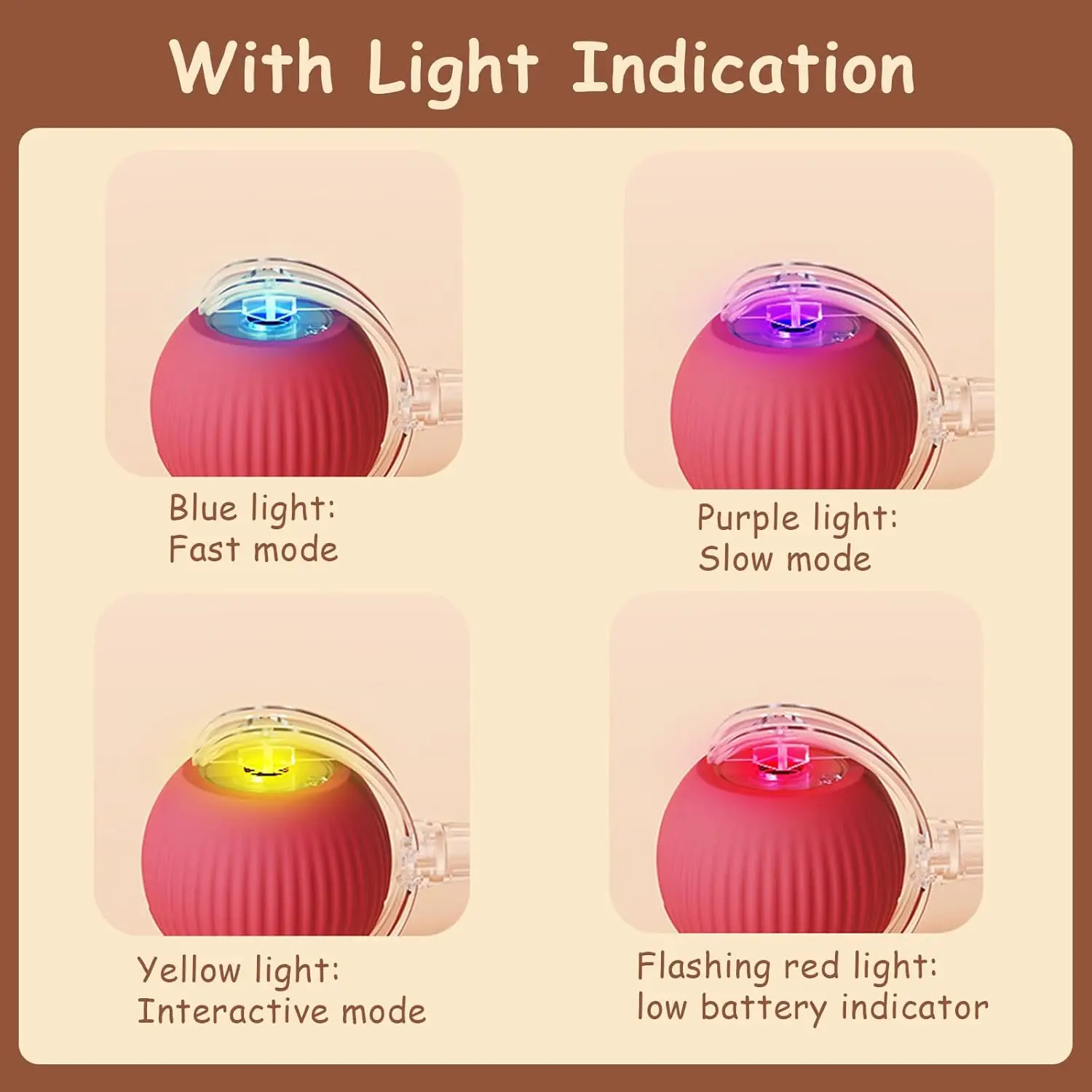 Interactive Cat Toys Balls Interactive Rolling Dog Ball Cat Toys Ball for Indoor Cats with Long Tail Fast Rolling on Carpet