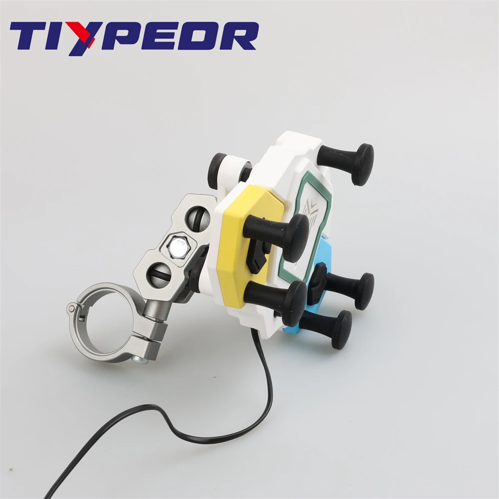 TIYPEOR Motorcycle Bicycle Mobile Phone Universal Holder Qi15W Wireless Charger Vibration Buffer Bracket 360 Degree Adjustment supplier