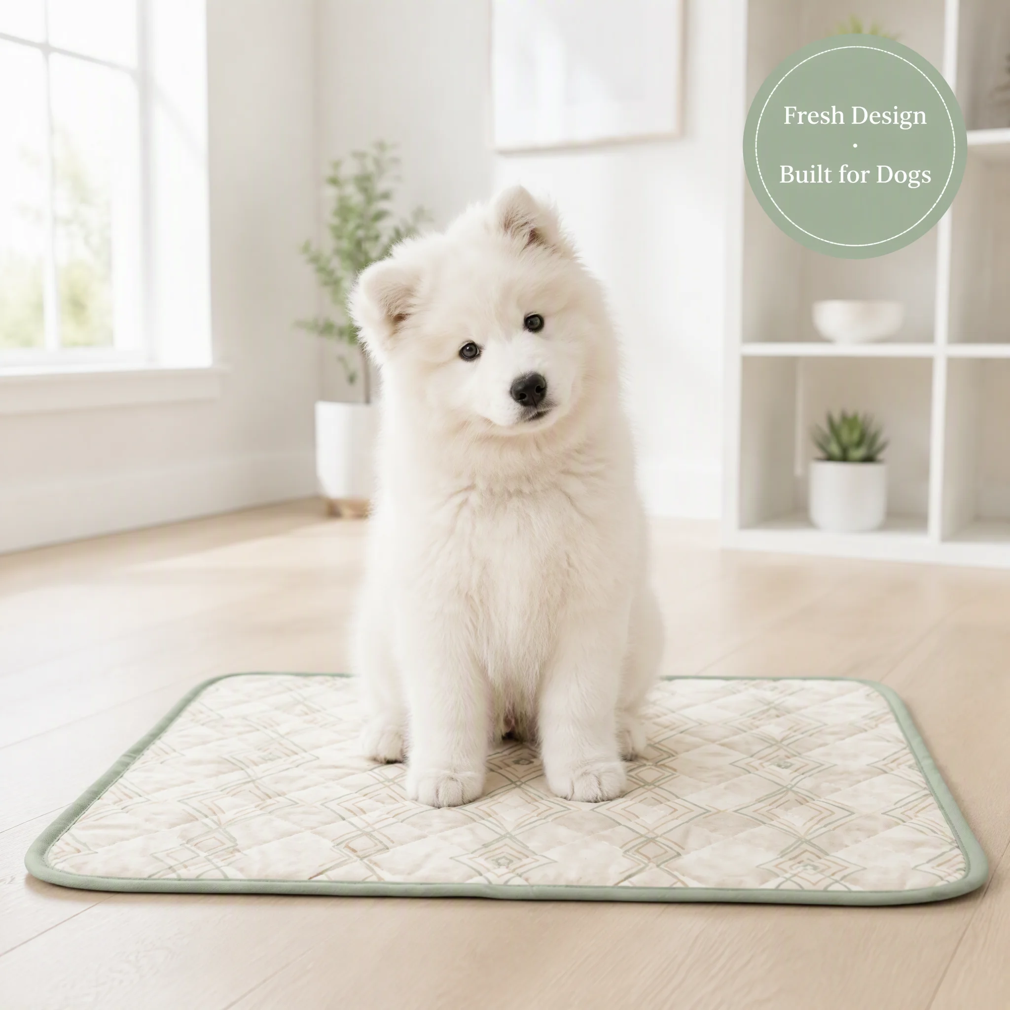 Minimalist Geometric Print Quilted Pet Mat — Product details 3