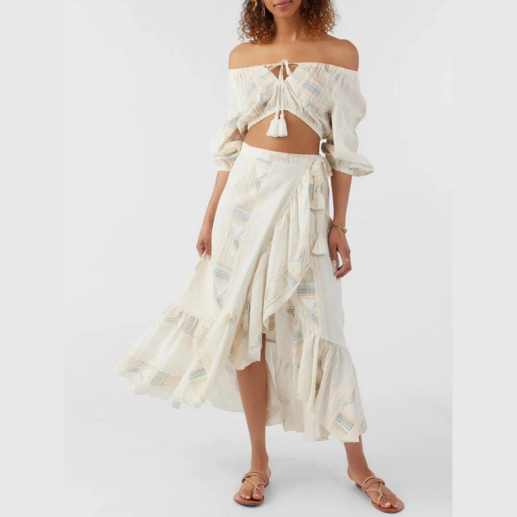 OEM ODM Summer Bohemian V Neck Temperament Printing Puff Sleeve