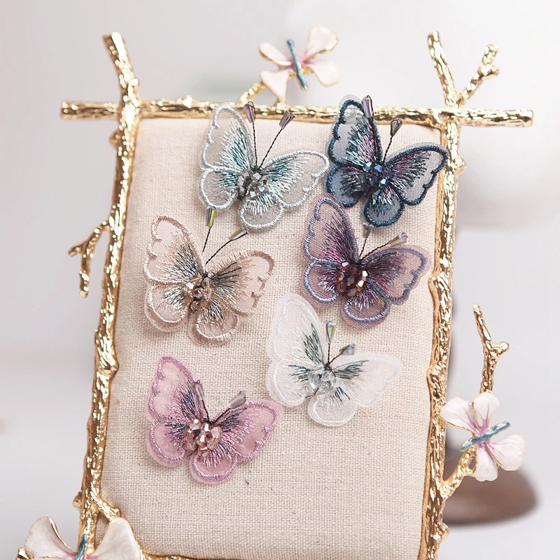 18Pcs Butterfly Lace Iron-On Patches - Double Layer Organza Appliques For Clothing & DIY Crafts