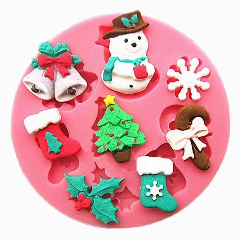 3D Xmas Christmas Tree Snowman Silicone Fondant Cake Chocolate Mould Baking Mold 