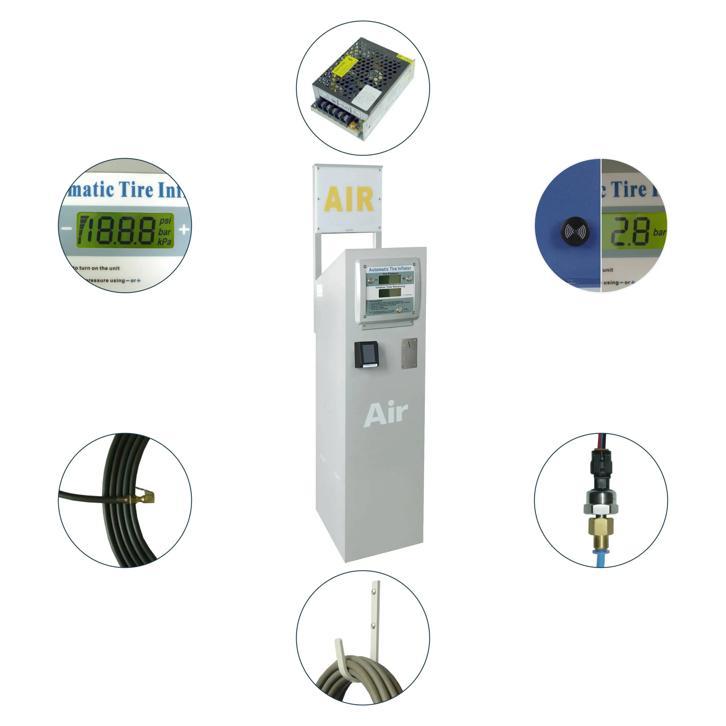 G5 Gas Station Coin Operated Air Compressor Tire Inflator Car Tyre Machine Petrol Service