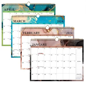 High Quality 12-Month Wall Desk Calendar Custom Printed Design With Color Paper Planner for Table Use Display or Promotion