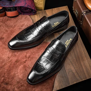 Wholesale Men's Pointed Toe Loafers | Genuine Cowhide Leather Slip-On Dress Shoes | Bulk Order 100 Pairs MOQ | OEM Custom Logo